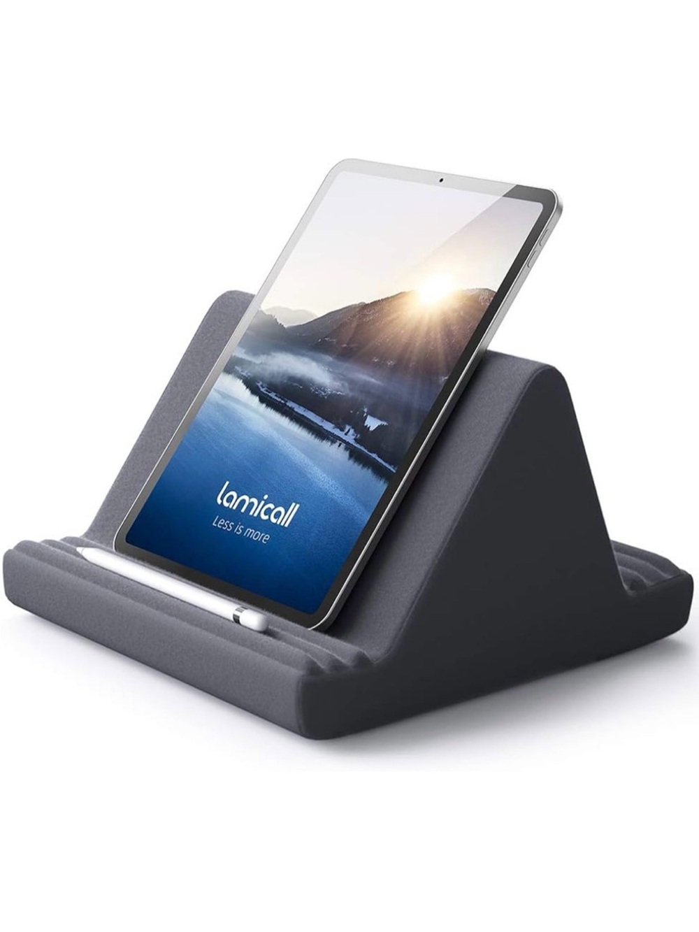 Lamicall Charcoal Gray Suede Tablet Pillow Stand iPad Holder NWOT